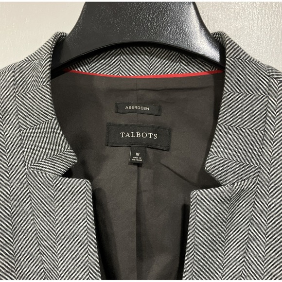 Talbots Aberdeen Blazer‎ Womens Size 18 Charcoal Herringbone Classic Jacket - Picture 2 of 9